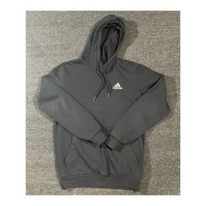 Adidas Essentials Fleece Hoodie Black White Logo Pullover Mens Small S